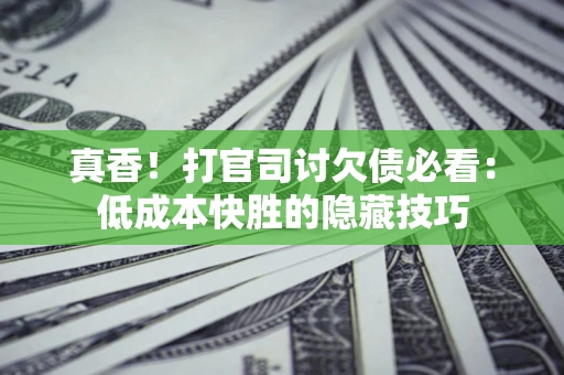 武汉真香！打官司讨欠债必看：低成本快胜的隐藏技巧